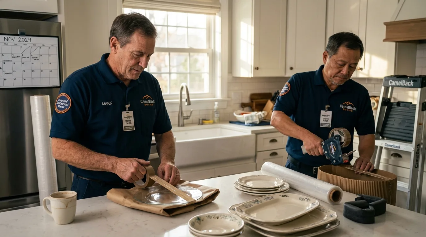 Professional crew packing kitchen dishware in Senath, MO